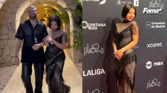 Ángela Aguilar llega con misterioso hombre a Premios Platino 2024