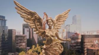 Shakira 'se sube' al Ángel de la Independencia