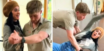 Katy Perry sufre divertida caída con Robert Irwin durante visita al Australia Zoo