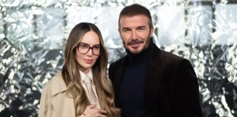 Belinda y David Beckham en el desfile de Hugo Boss en Milan Fashion Week