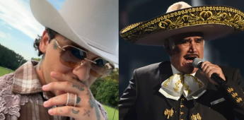 Christian Nodal presume adelanto de un dueto con Vicente Fernández