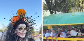 Hombre se le declara a Maribel Guardia en una trajinera de Xochimilco