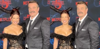 Millie Bobby Brown y David Harbour se abrazan en la alfombra roja de Stranger Things 5