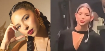 Ángela Aguilar se arrodilla en público.