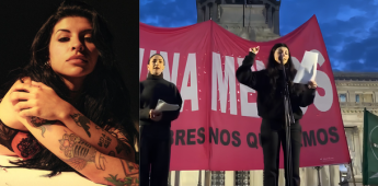 Cazzu da una palabras en marcha de Buenos Aires